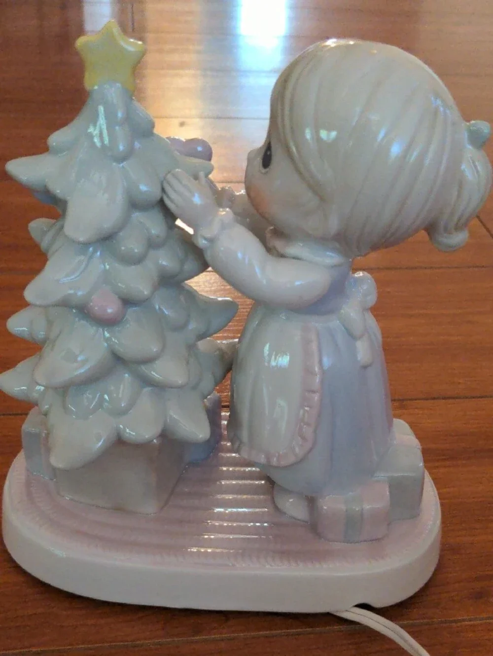 Enesco White Porcelain Girl with Christmas Tree Night Light